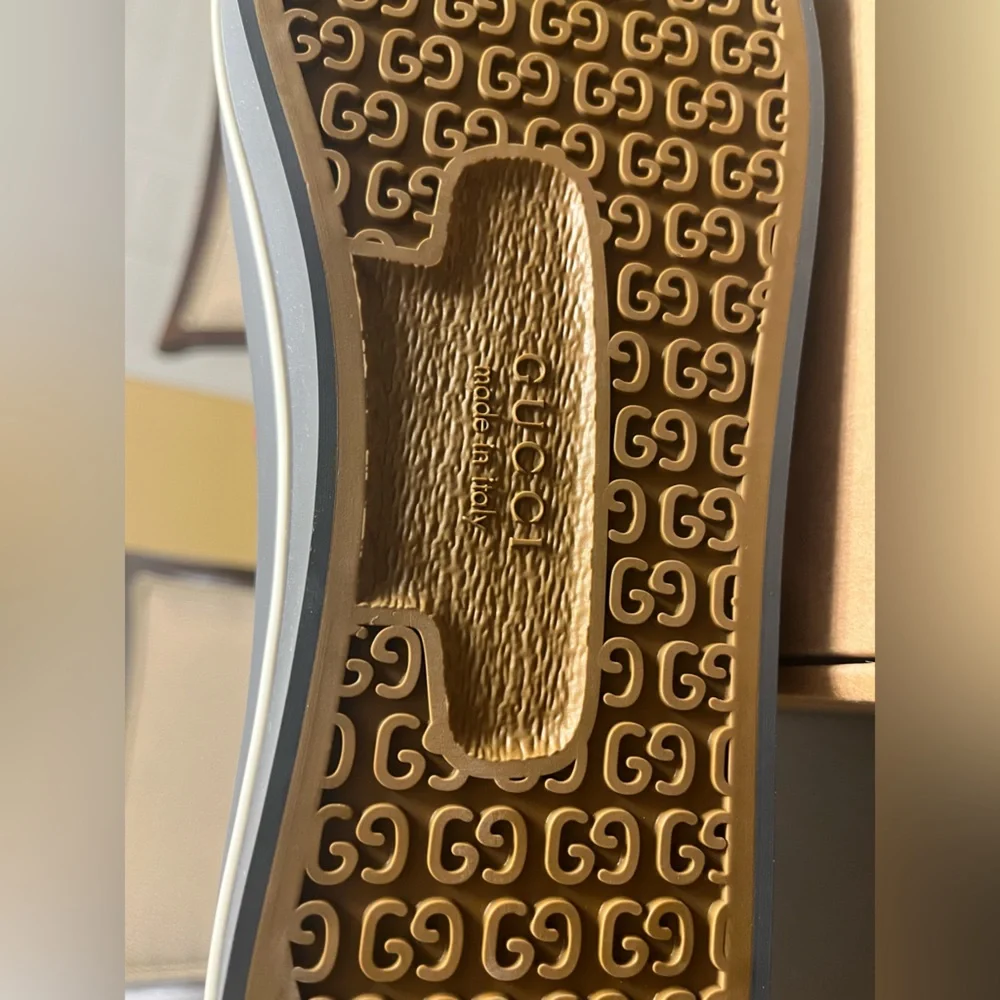 New Gucci Tennis 1977 GG Supreme Logo Gray High Sneaker Shoes UK 13 / US 13.5 - Picture 15 of 16